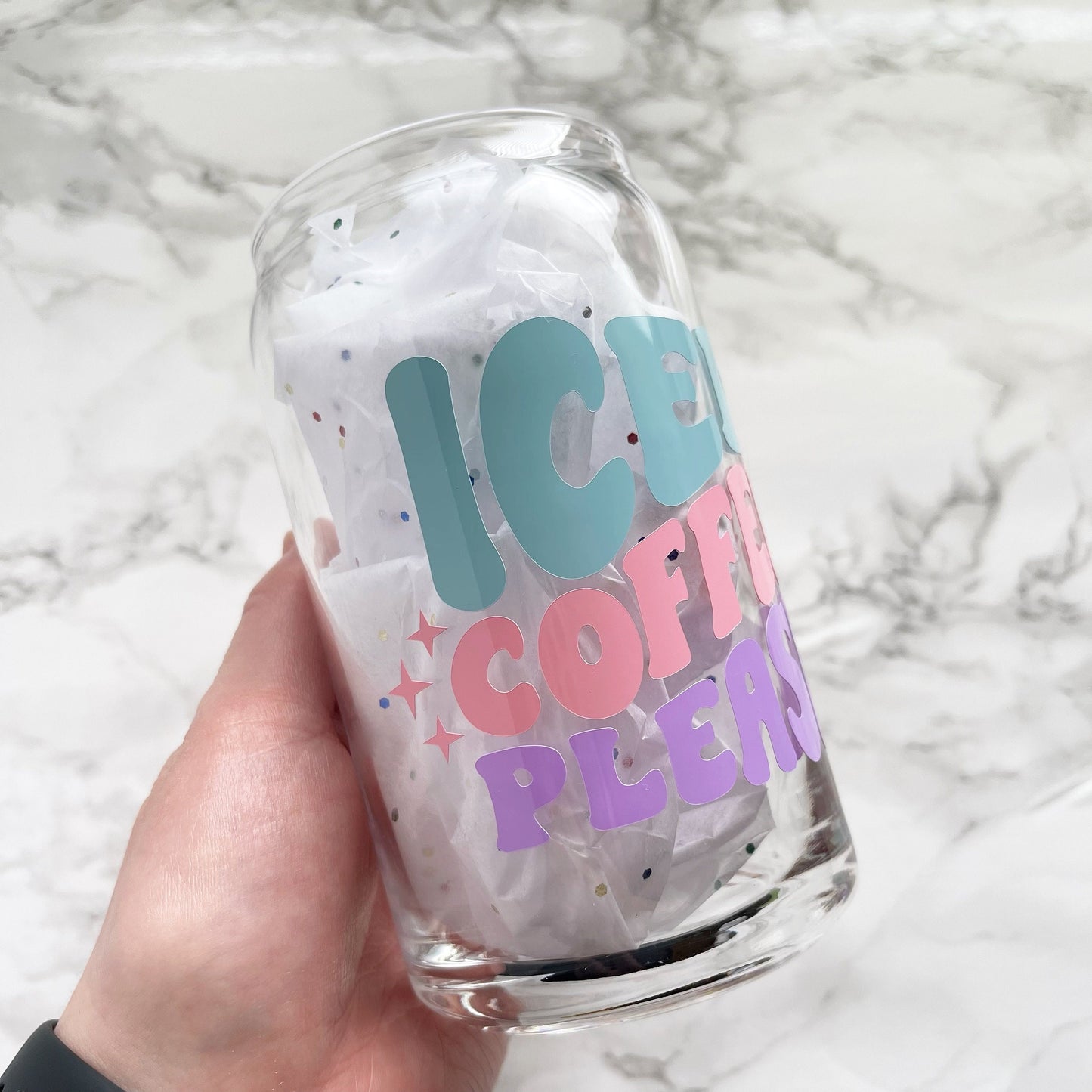 Iced Coffee Please Glass Cup