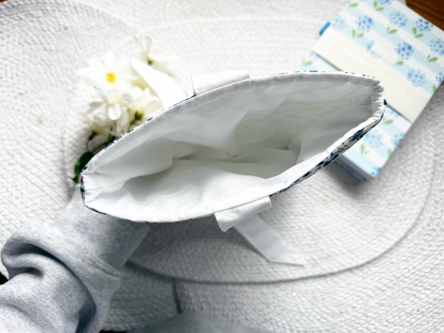 Blue Floral On Cream Book Sleeve