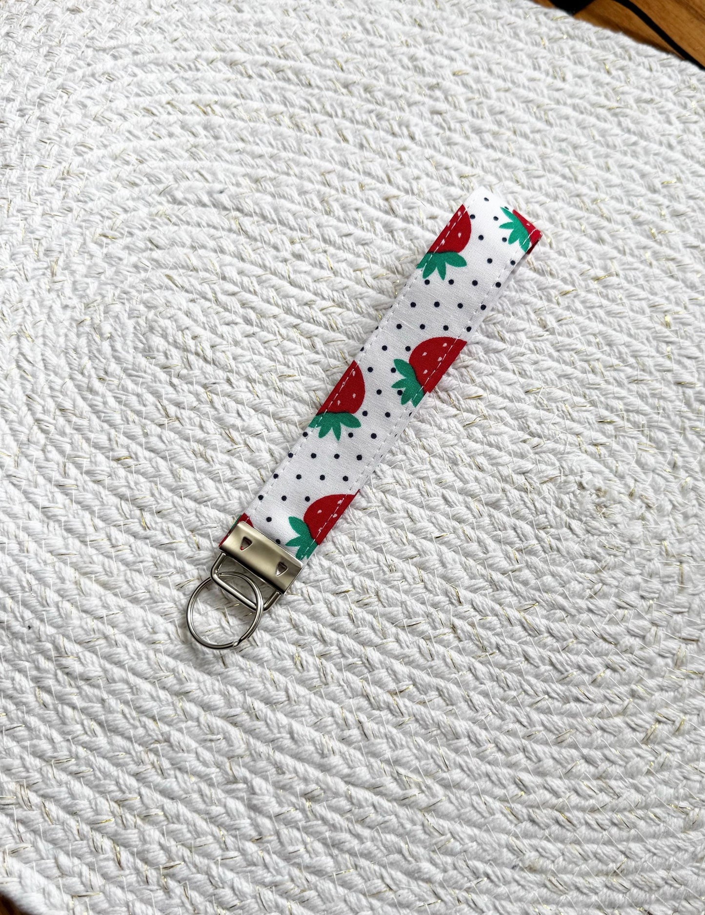 Strawberry on Dots Key Fob