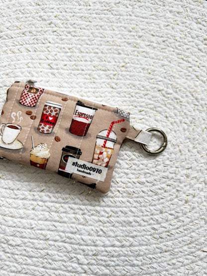 Coffee Lover Quilted Keychain Wallet