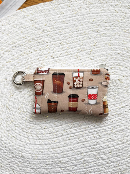 Coffee Lover Quilted Keychain Wallet