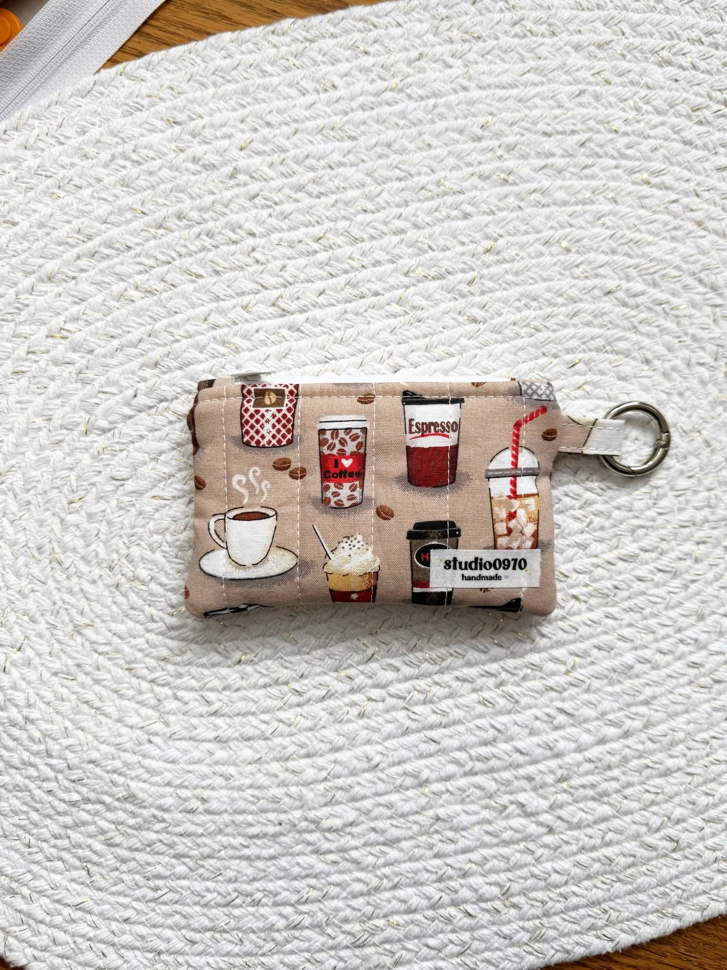 Coffee Lover Quilted Keychain Wallet
