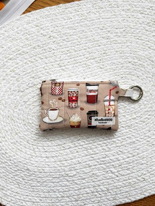 Coffee Lover Quilted Keychain Wallet