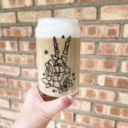 Skeleton Hand Peace Glass Cup