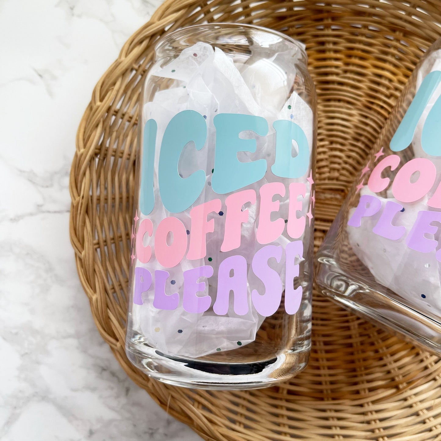 Iced Coffee Please Glass Cup