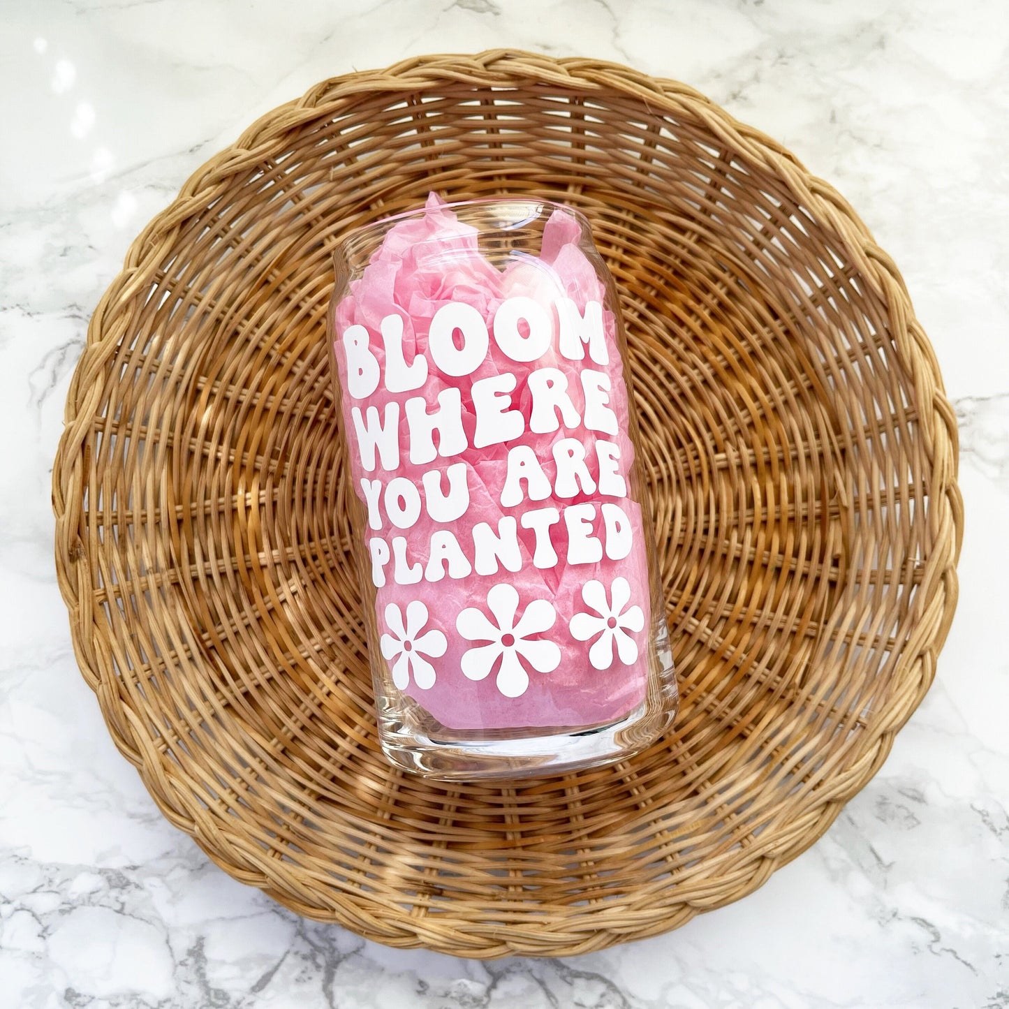 Bloom Where You Are Planted Glass Cup