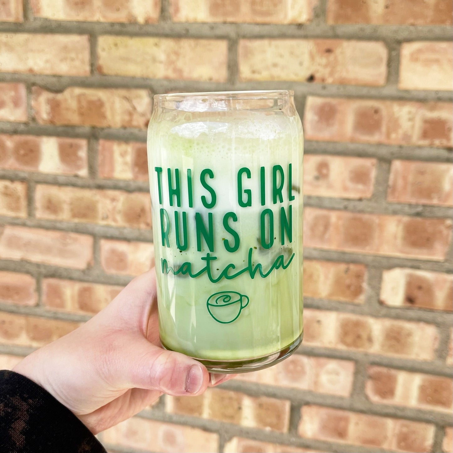 This Girl Runs On Matcha Glass Cup
