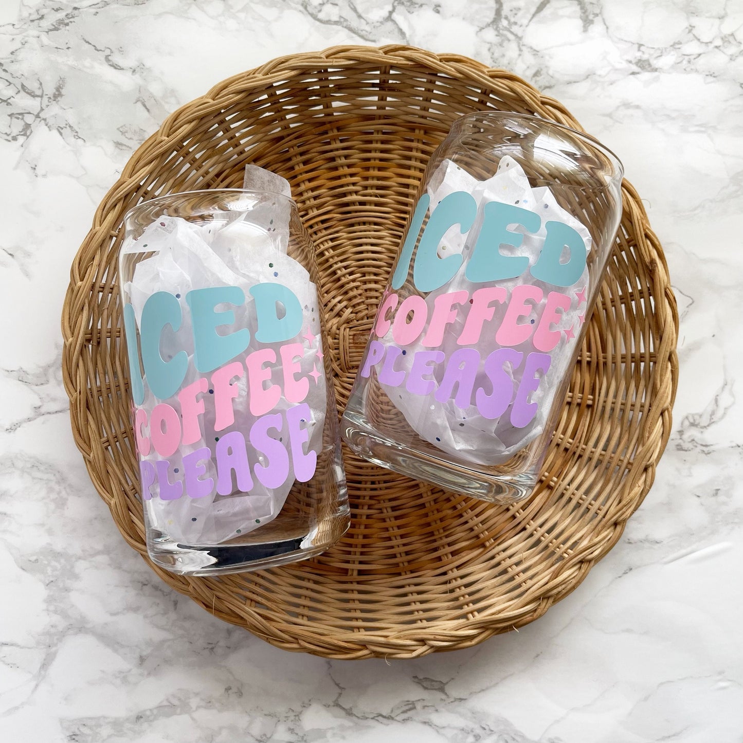 Iced Coffee Please Glass Cup