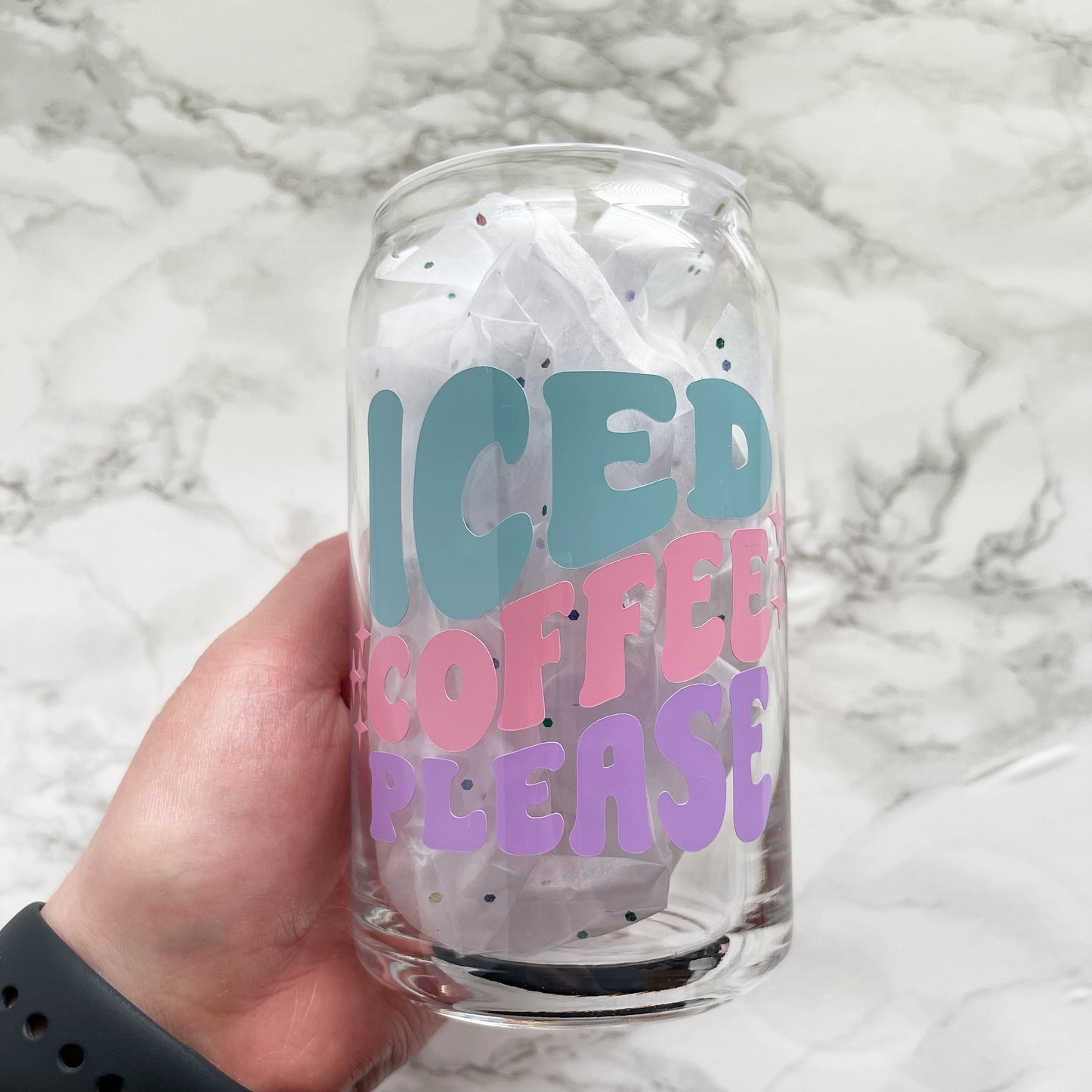 Iced Coffee Please Glass Cup