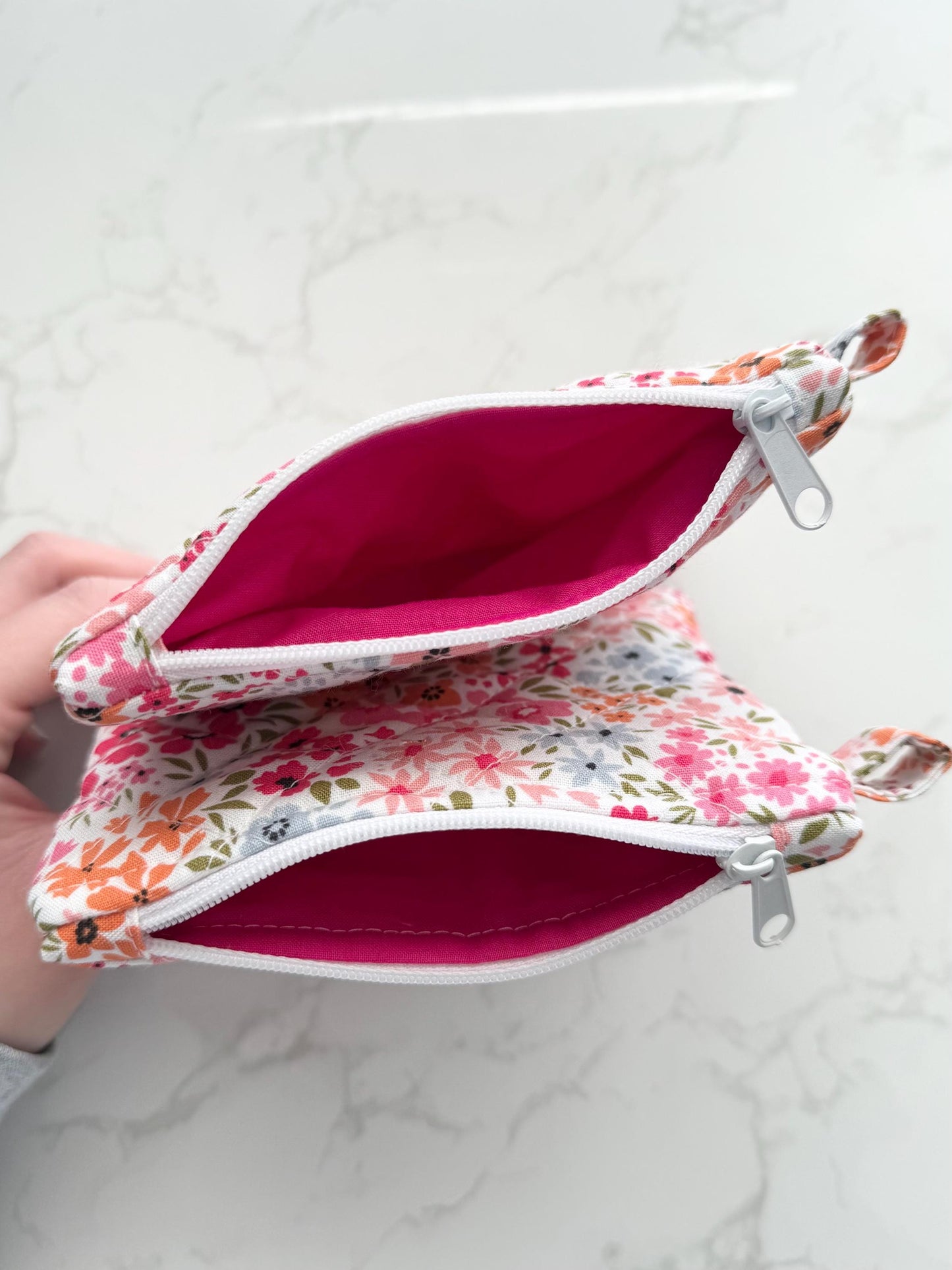 Floral on Pink Quilted Mini Pouch
