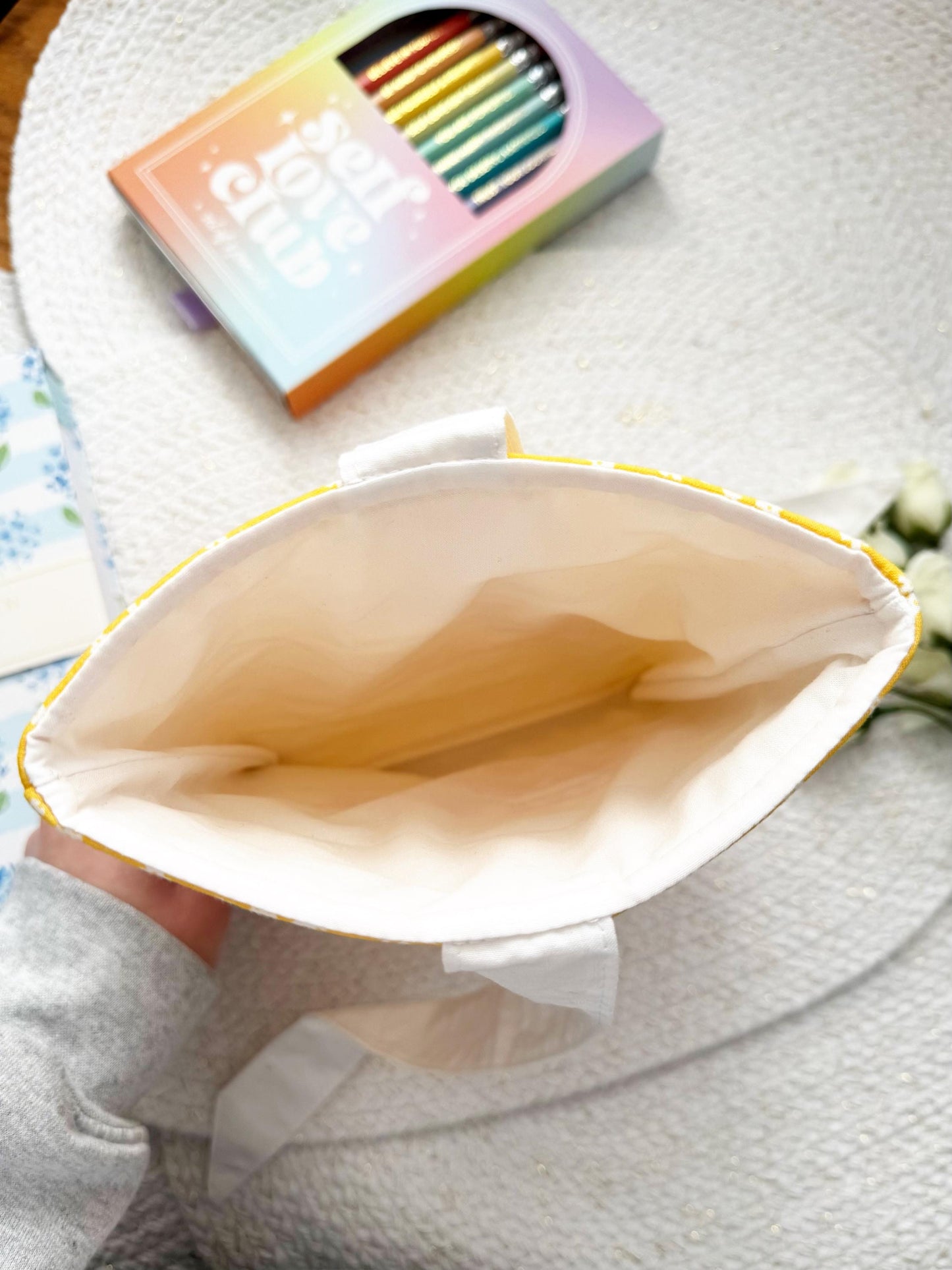 Yellow Floral 'In My Bookish Era' Embroidered Book Sleeve