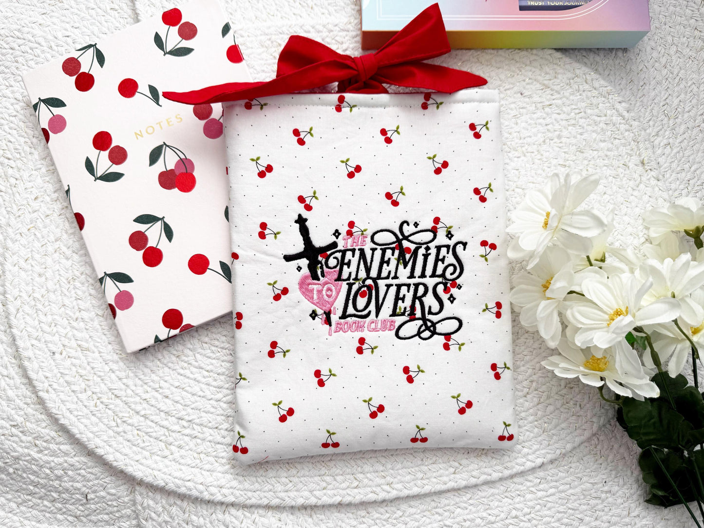 Cherries & Dots 'Enemies To Lovers Book Club' Embroidered Book Sleeve