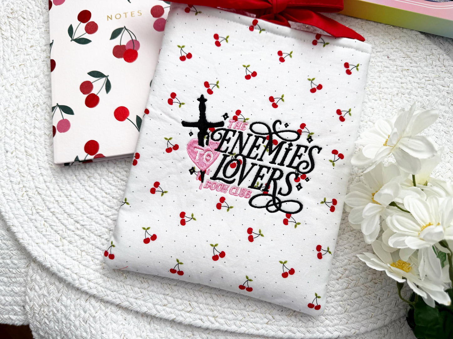 Cherries & Dots 'Enemies To Lovers Book Club' Embroidered Book Sleeve