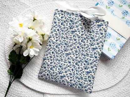 Blue Floral On Cream Book Sleeve
