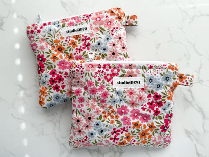 Floral on Pink Quilted Mini Pouch