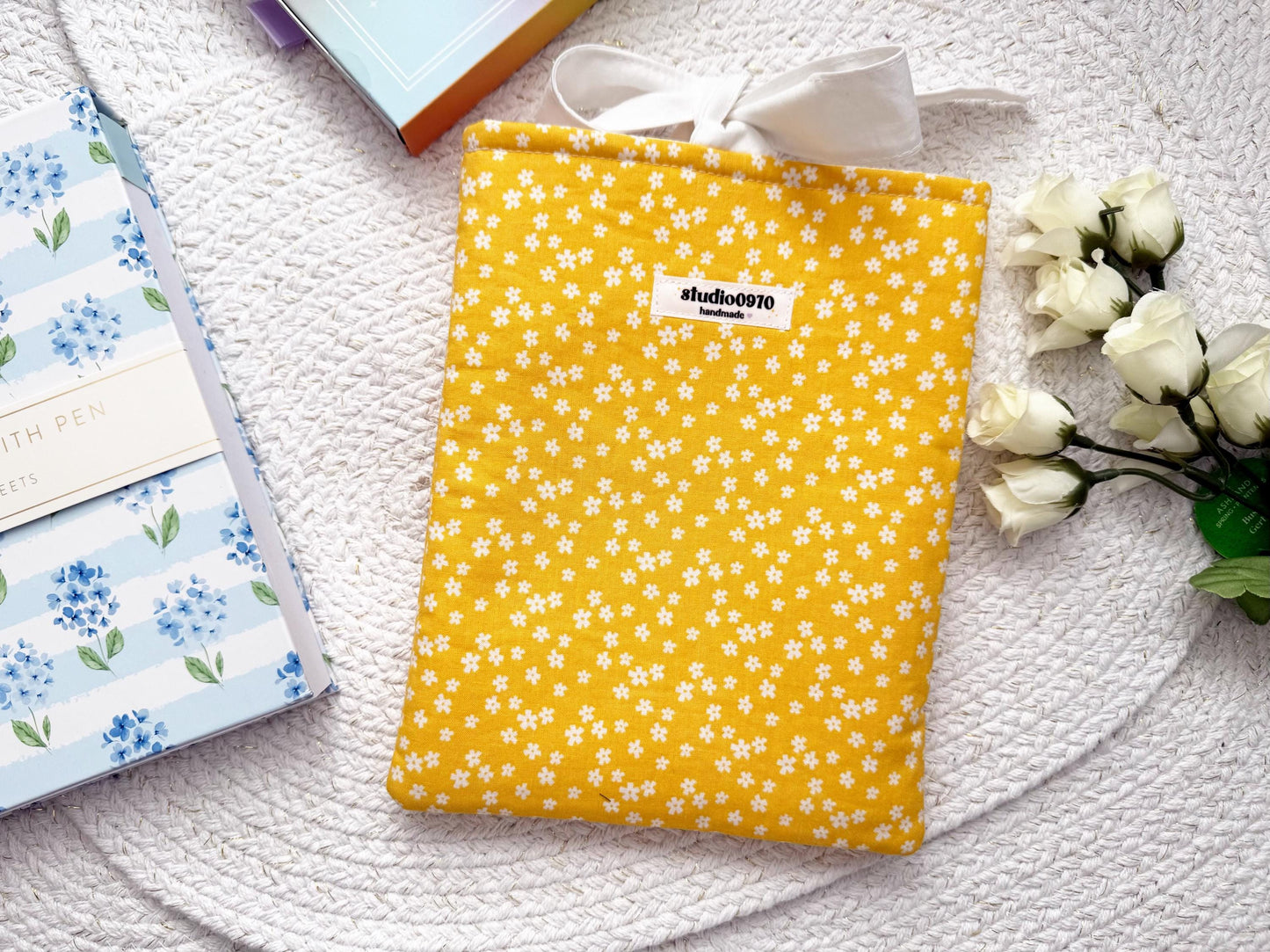 Yellow Floral 'In My Bookish Era' Embroidered Book Sleeve