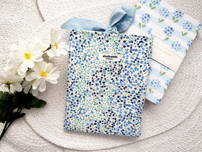 Blue Mini Floral 'In My Bookish Era' Embroidered Book Sleeve