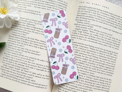 Coffee, Cherries & Bows Laminated Bookmark