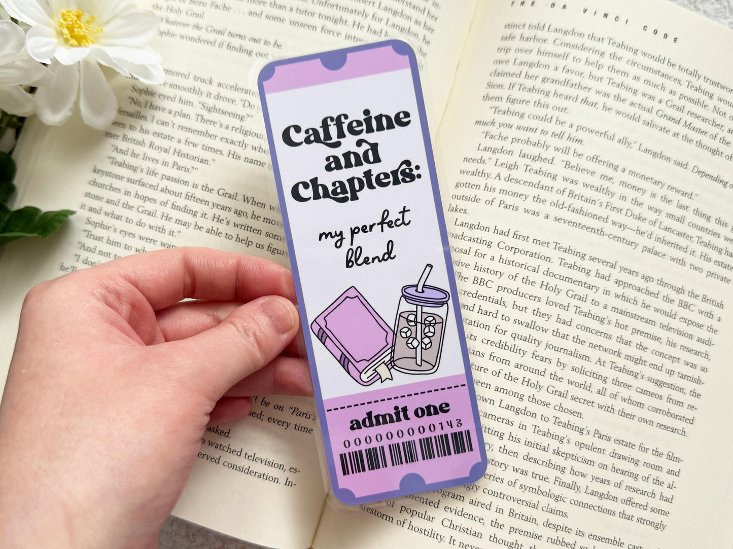 Caffeine And Chapters Laminated Bookmark