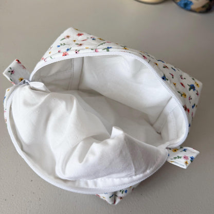 Mini Wildflower Floral Quilted Mini Boxy Makeup Bag