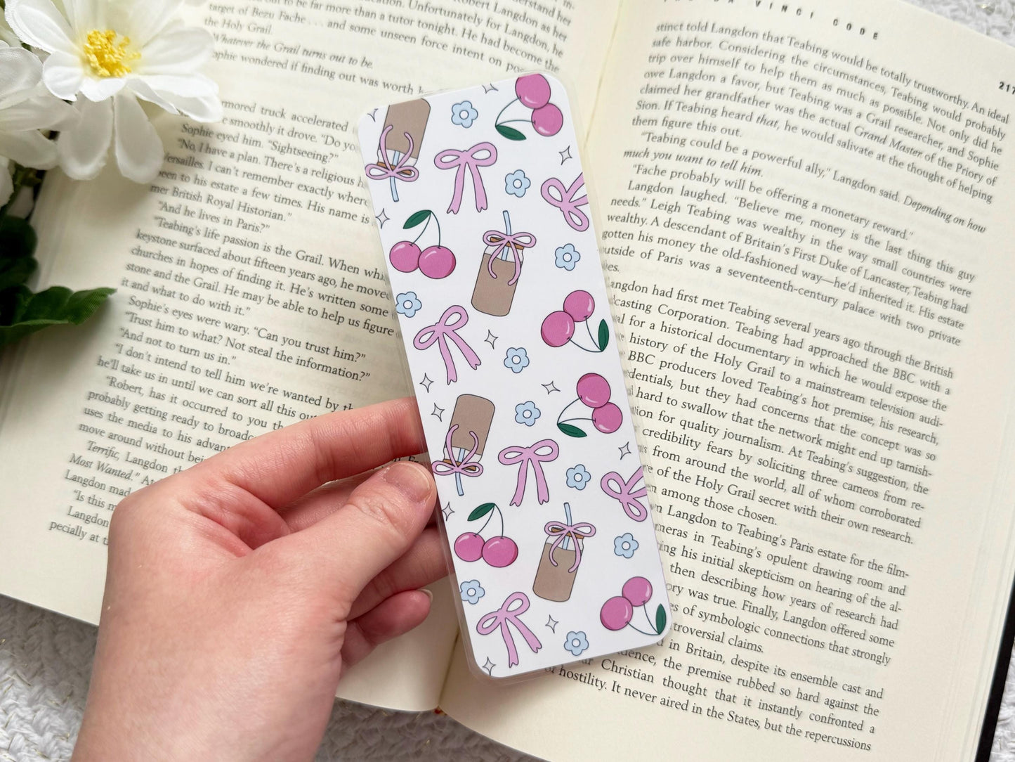 Coffee, Cherries & Bows Laminated Bookmark