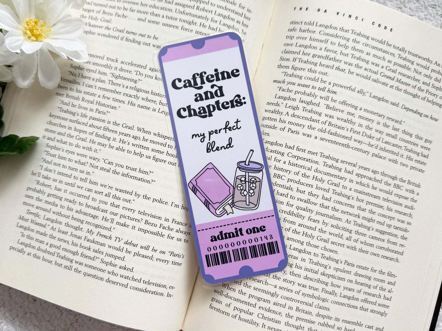 Caffeine And Chapters Laminated Bookmark