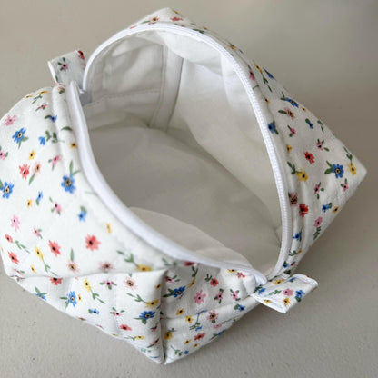 Mini Wildflower Floral Quilted Mini Boxy Makeup Bag