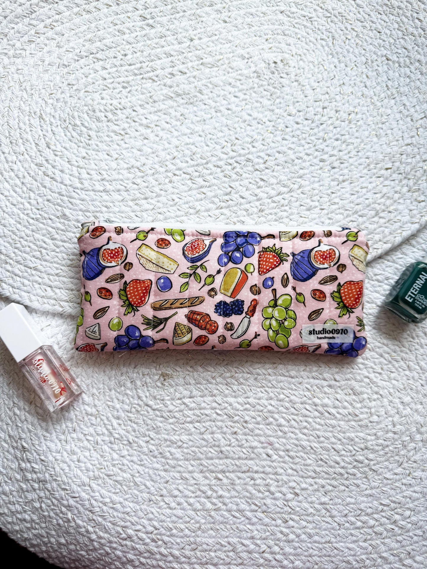 Picnic On Pink Quilted Pencil Case