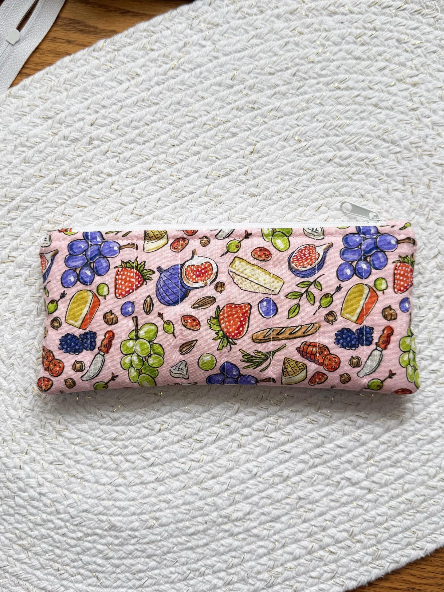 Picnic On Pink Quilted Pencil Case