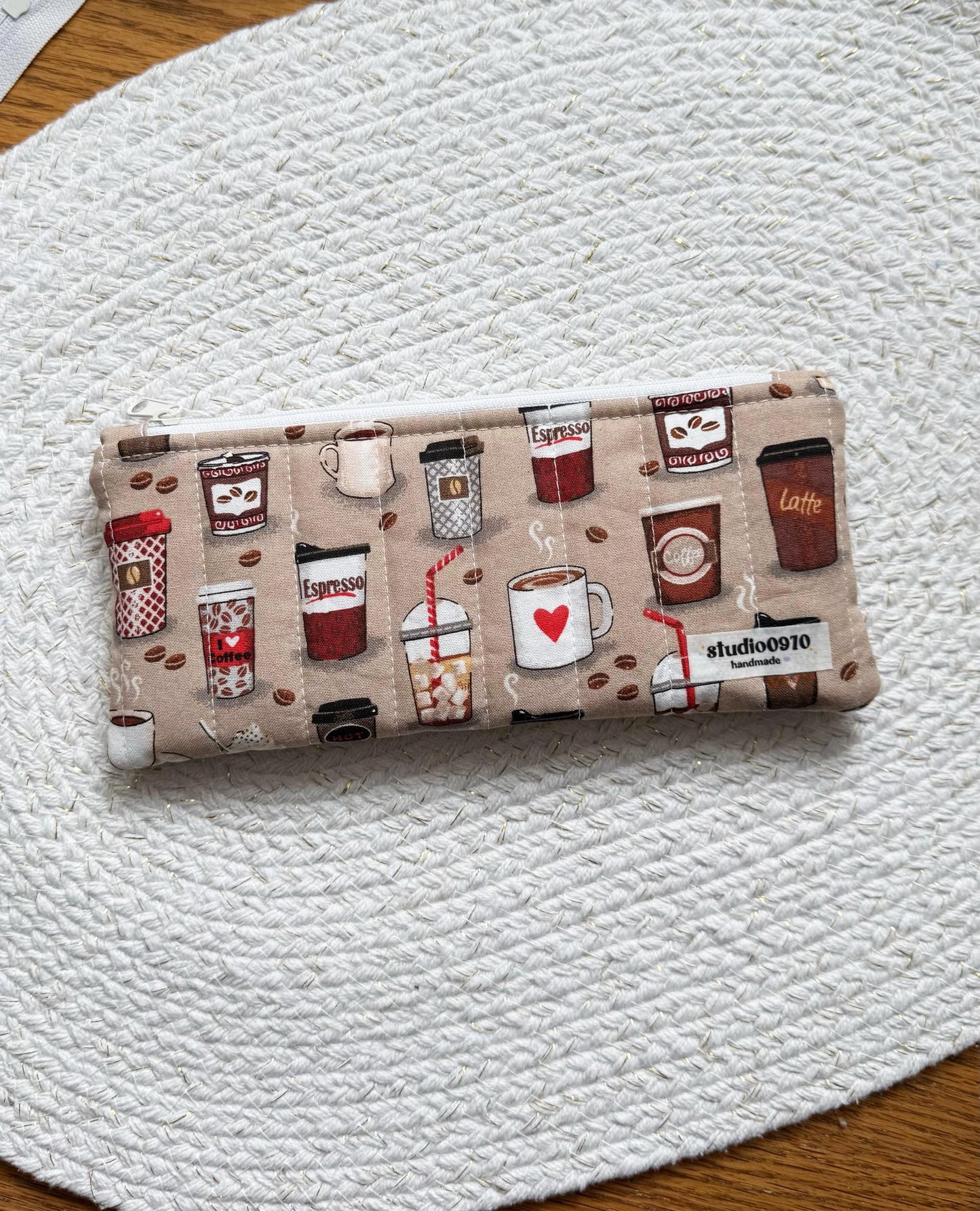 Coffee Lover Quilted Pencil Case
