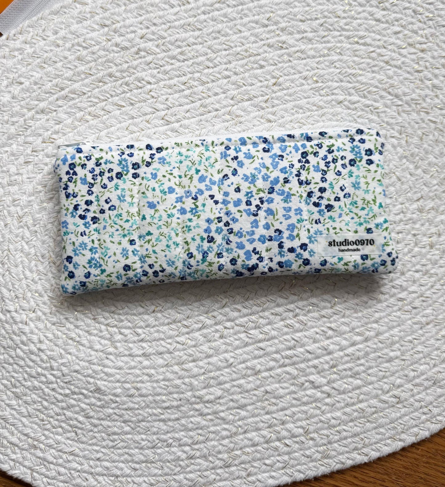 Blue Mini Floral Quilted Pencil Case