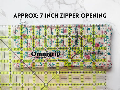 Floral Pink Stripes Quilted Pencil Case