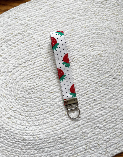 Strawberry on Dots Key Fob