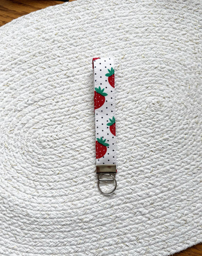 Strawberry on Dots Key Fob