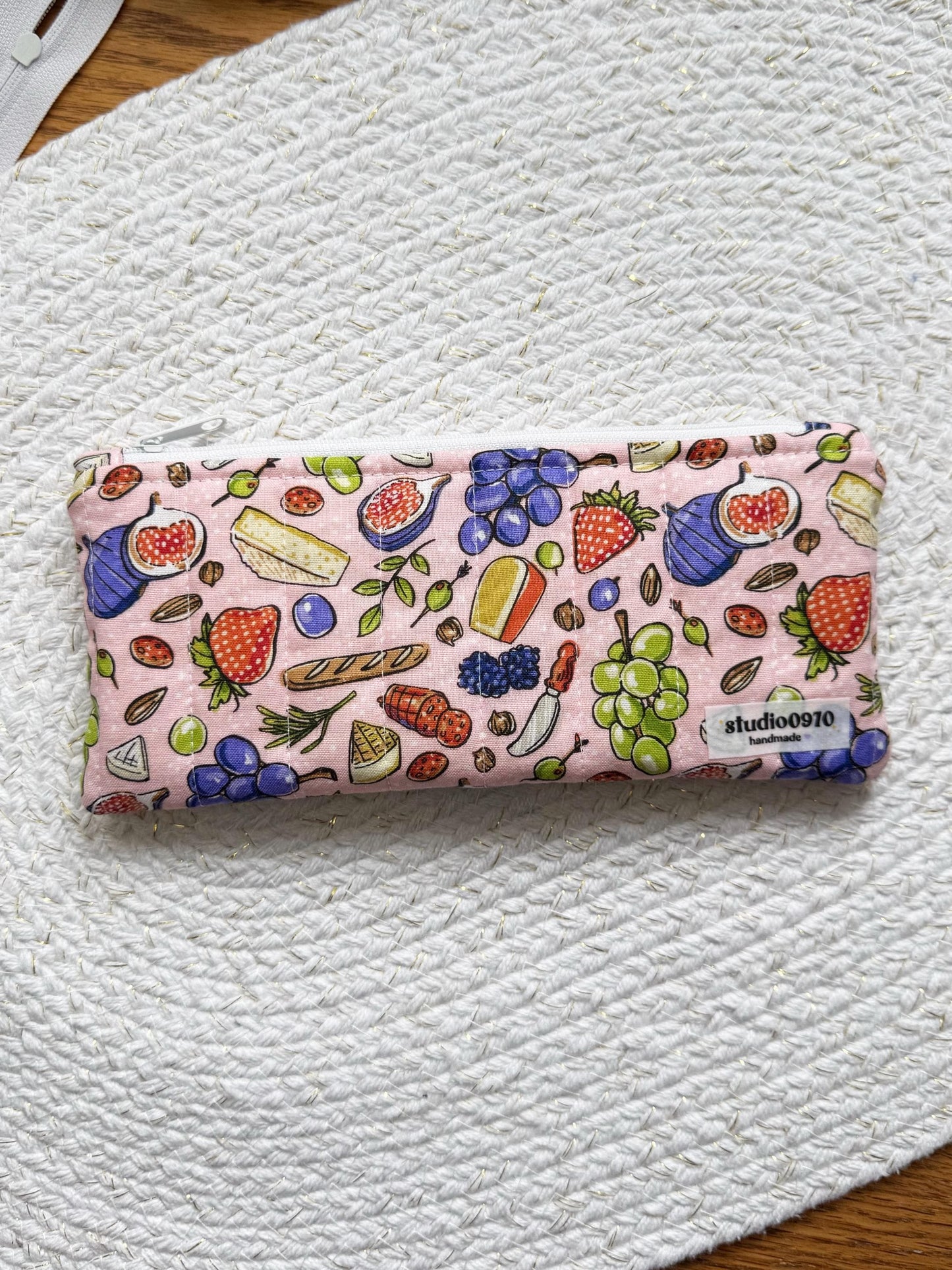 Picnic On Pink Quilted Pencil Case