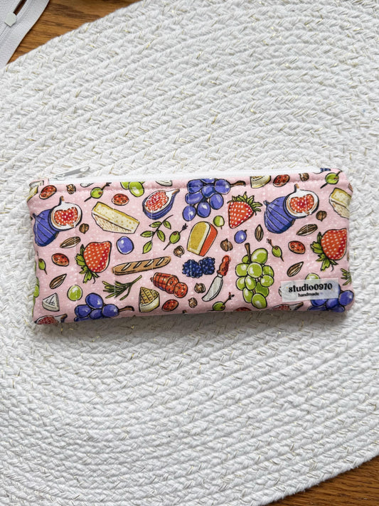Picnic On Pink Quilted Pencil Case