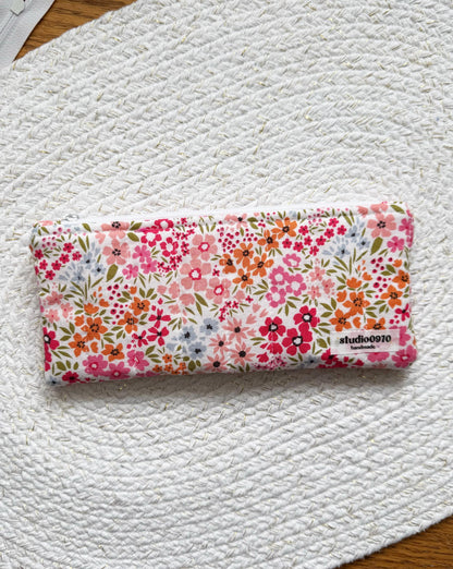 Floral On Pink Quilted Pencil Case