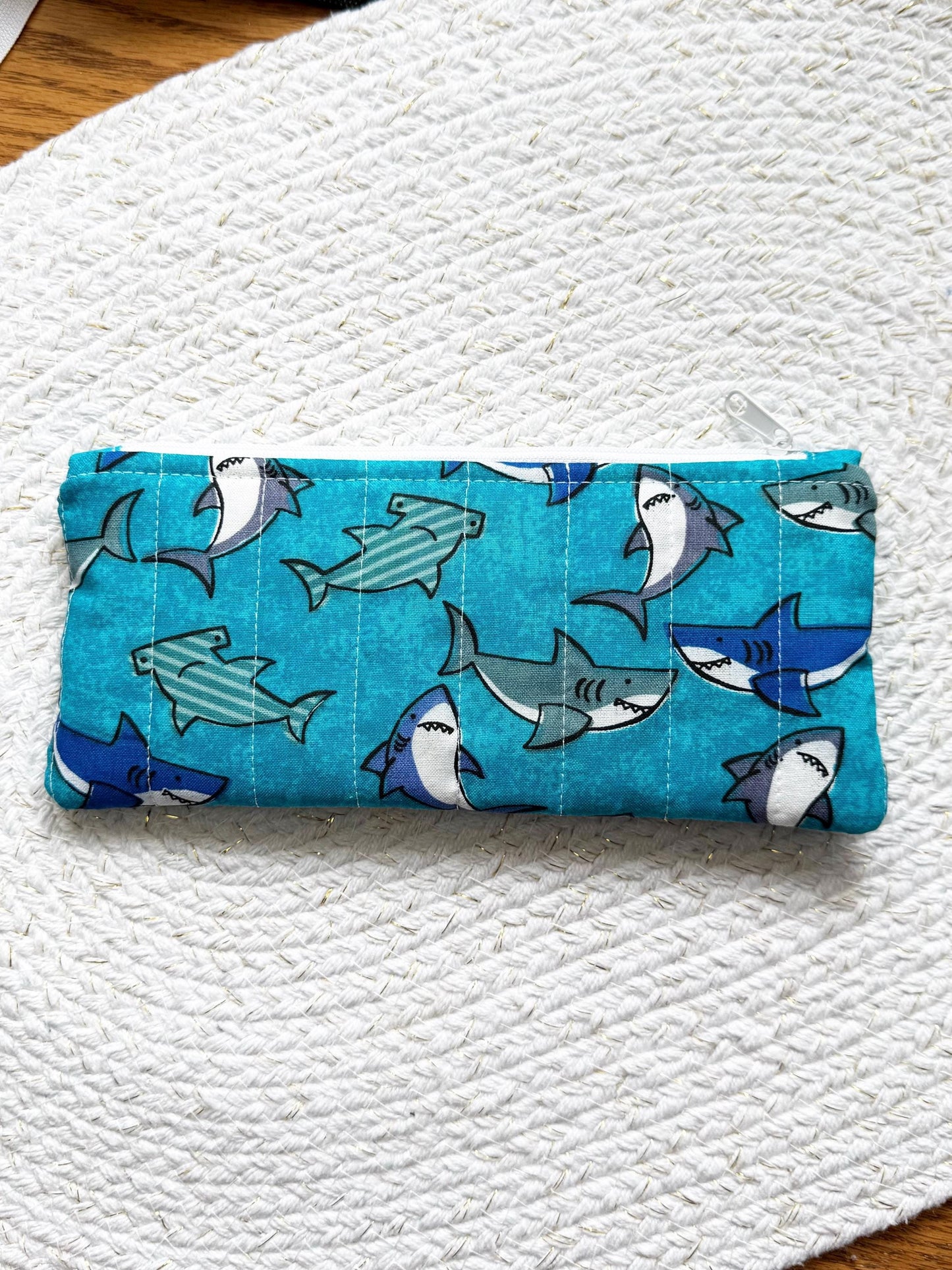 Packed Sharks Quilted Pencil Case