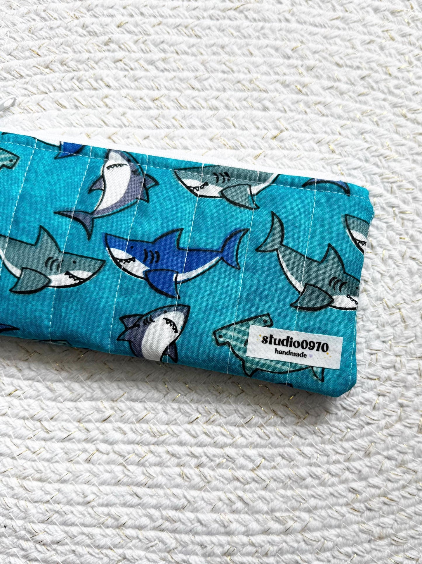 Packed Sharks Quilted Pencil Case