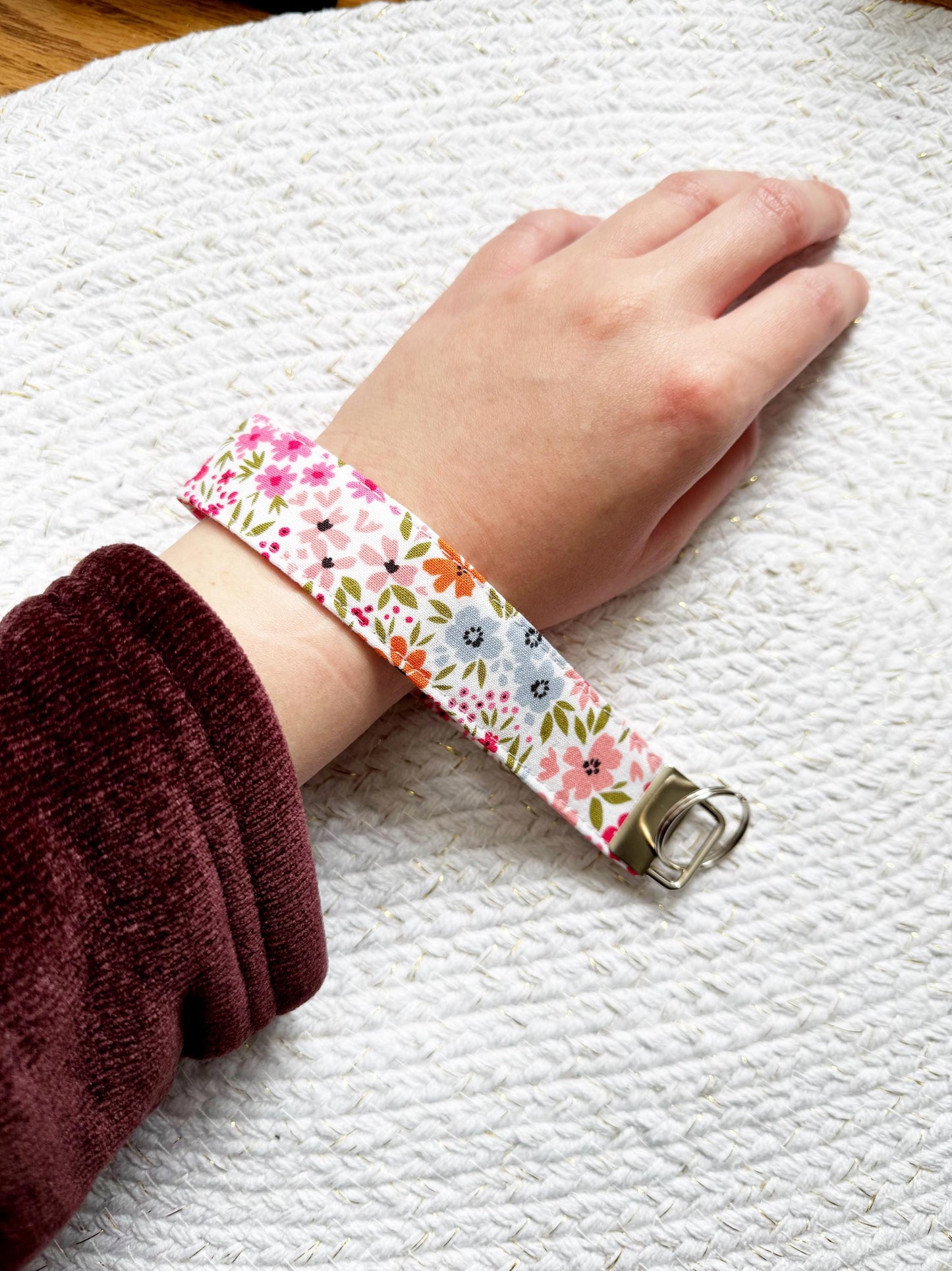 Floral On Pink Key Fob