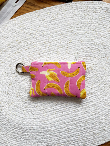 Bananas On Pink Quilted Keychain Wallet