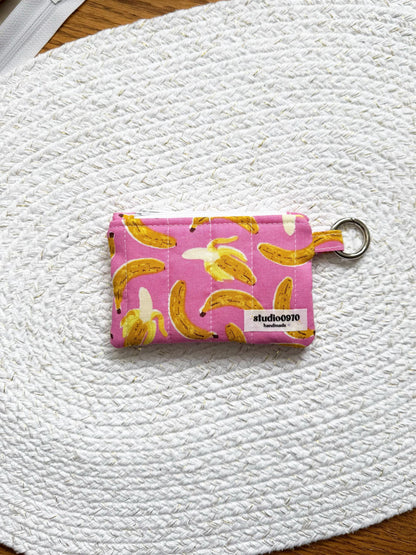 Bananas On Pink Quilted Keychain Wallet