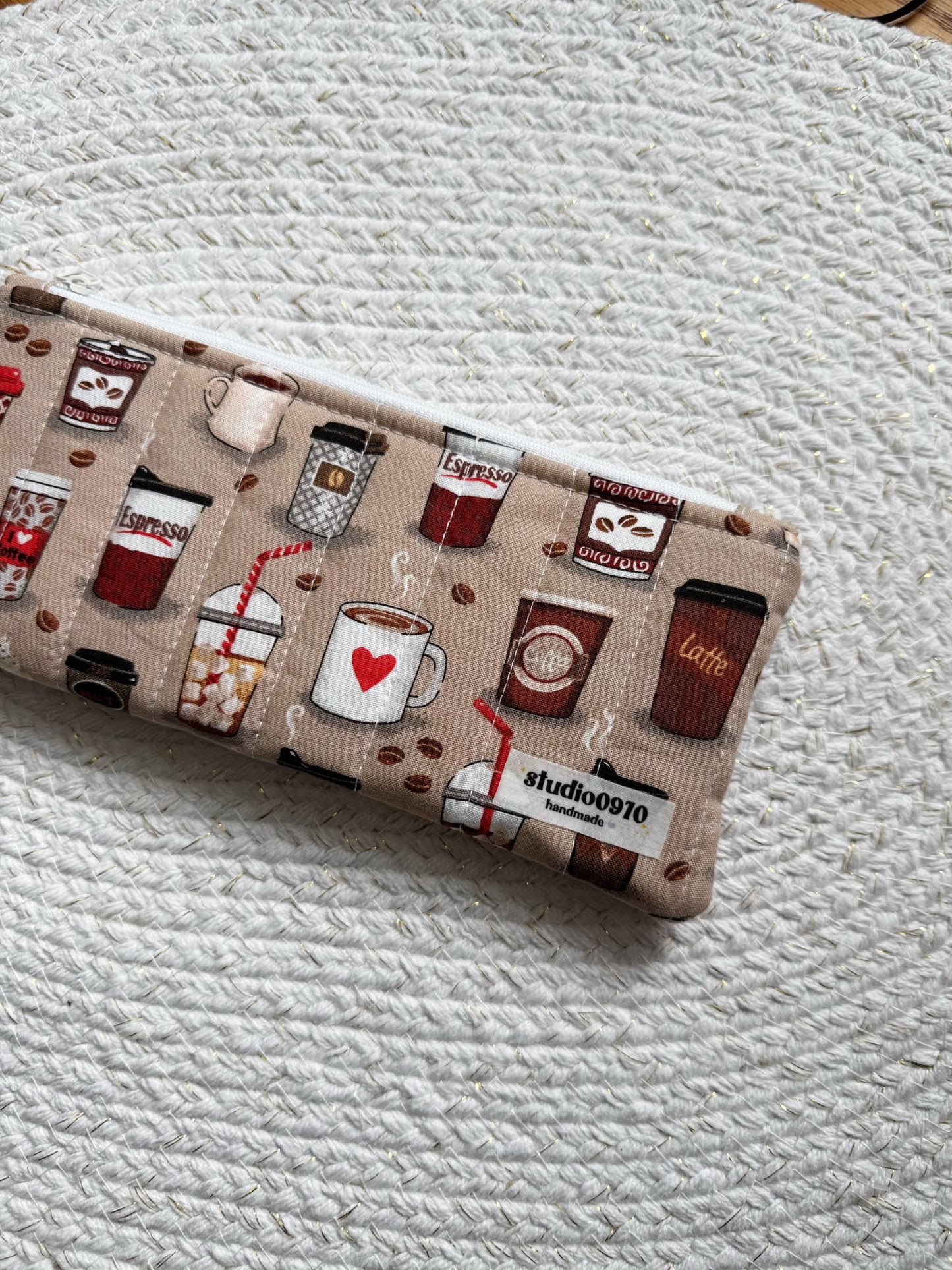 Coffee Lover Quilted Pencil Case