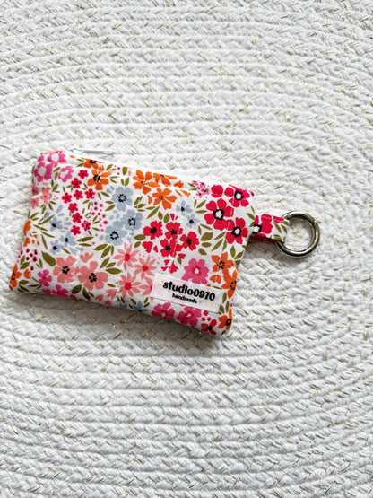 Floral On Pink Quilted Keychain Wallet