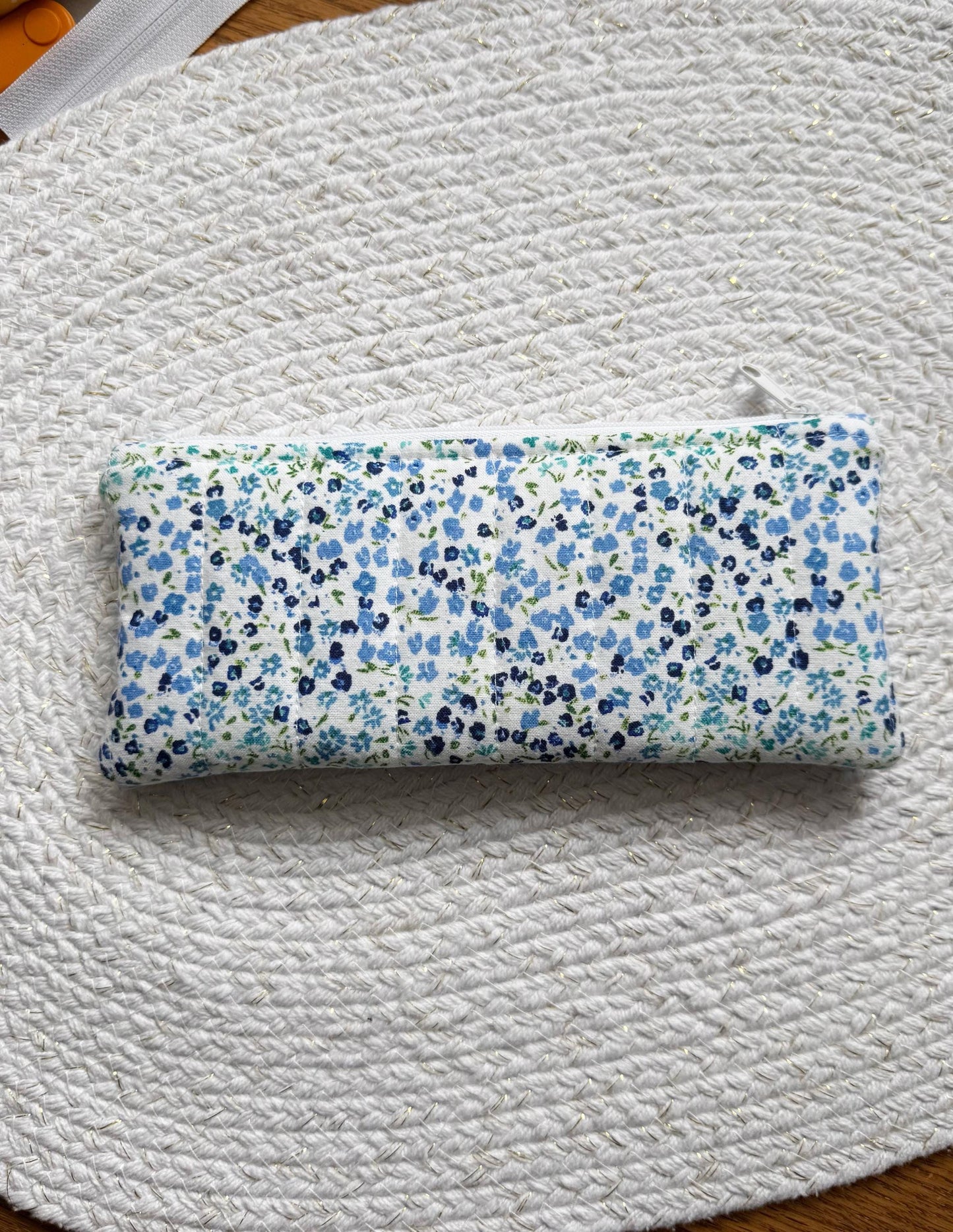 Blue Mini Floral Quilted Pencil Case