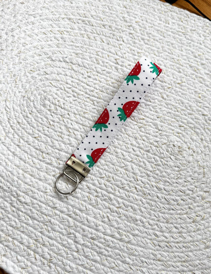 Strawberry on Dots Key Fob