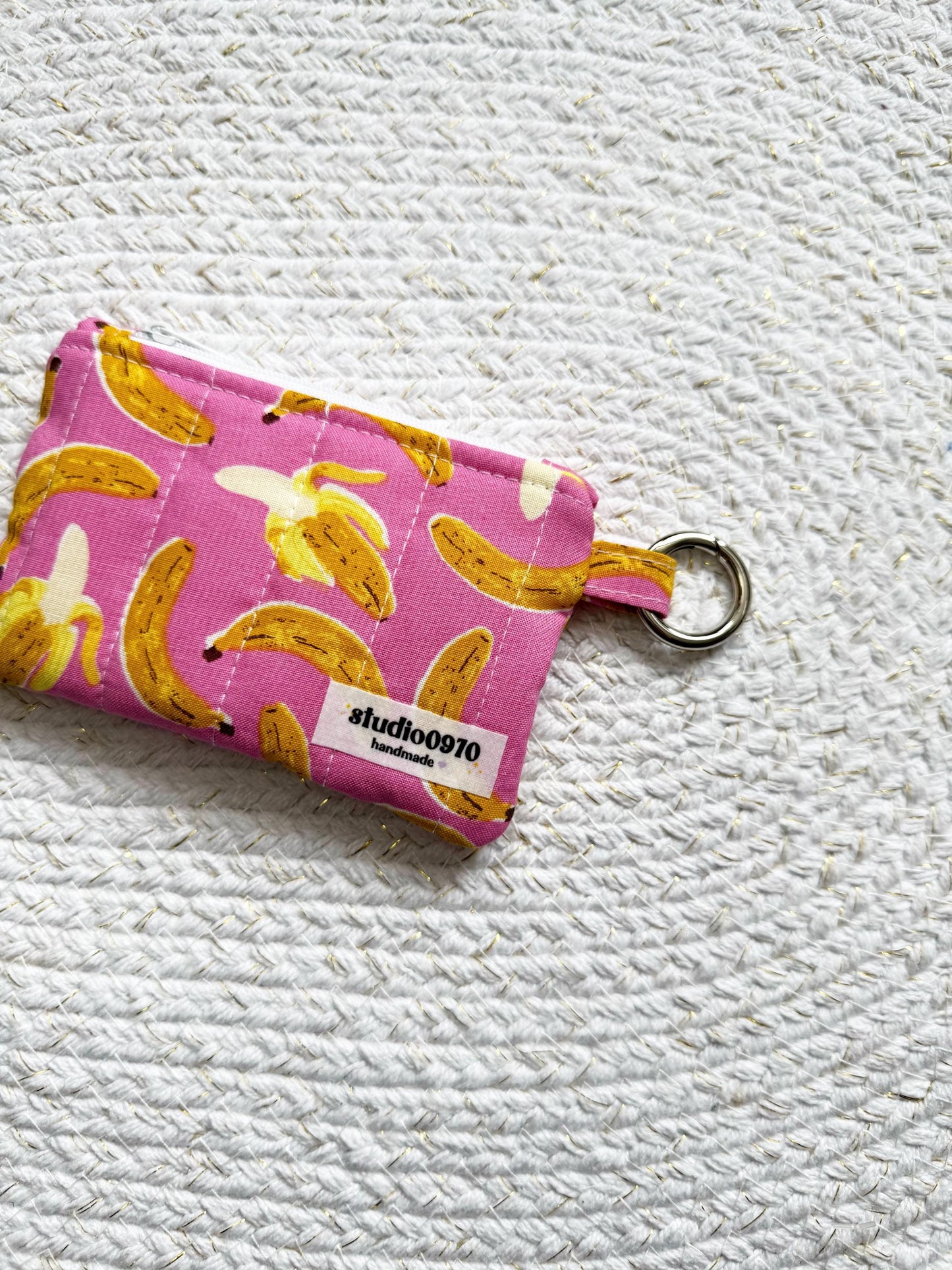 Bananas On Pink Quilted Keychain Wallet