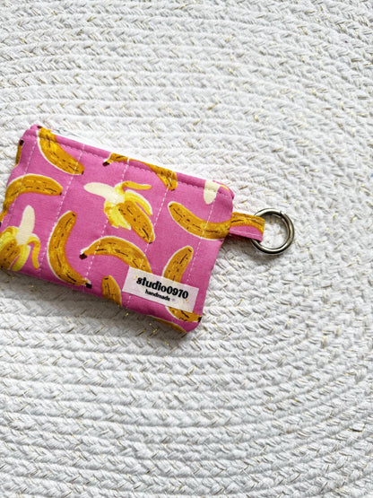 Bananas On Pink Quilted Keychain Wallet