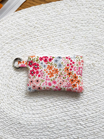 Floral On Pink Quilted Keychain Wallet