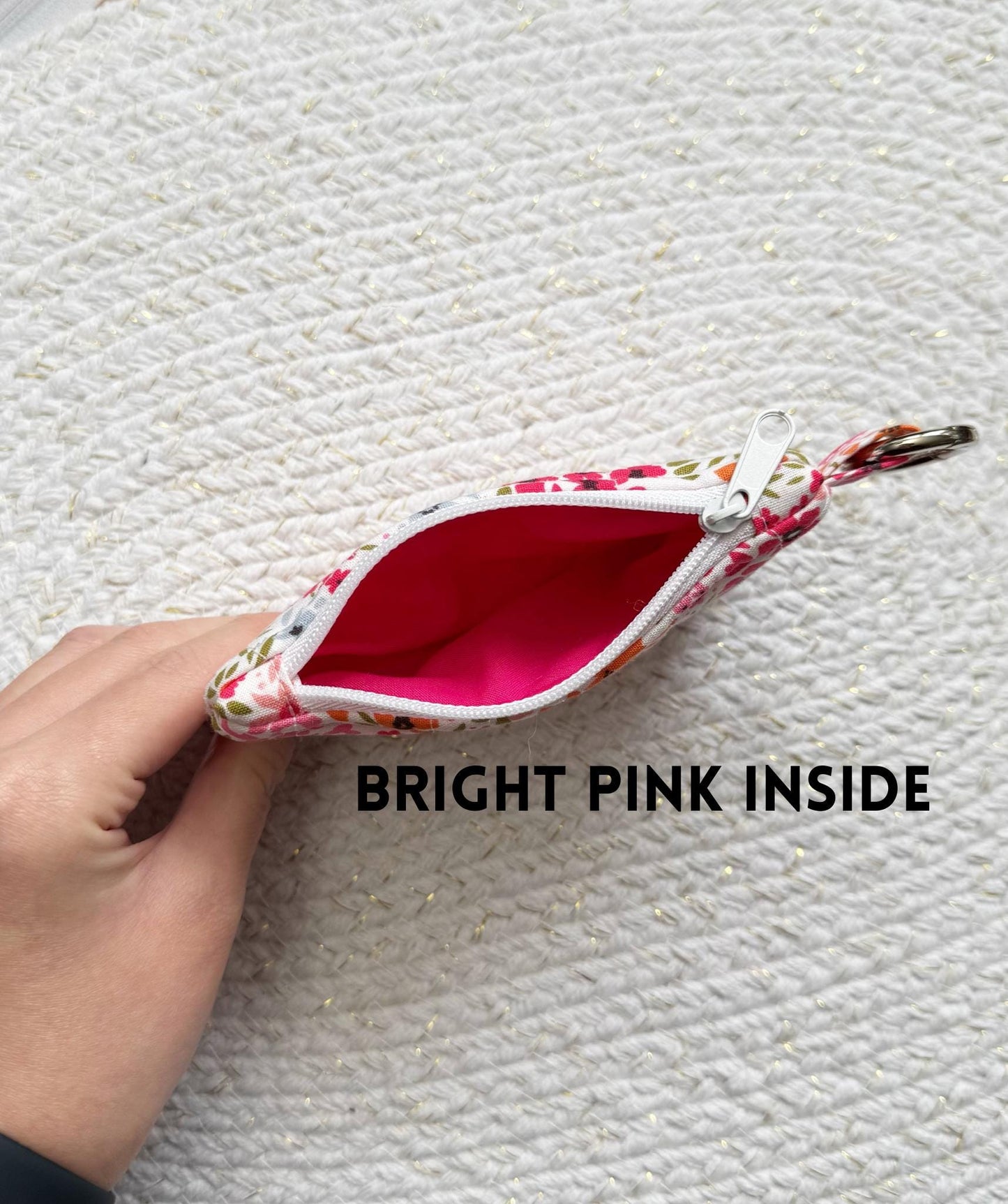 Floral On Pink Quilted Keychain Wallet